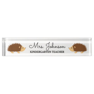 Personalised kindergarten teacher cute hedgehog nameplate