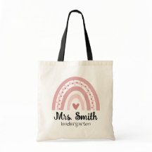 Personalised Kindergarten Teacher Rainbow Tote Bag