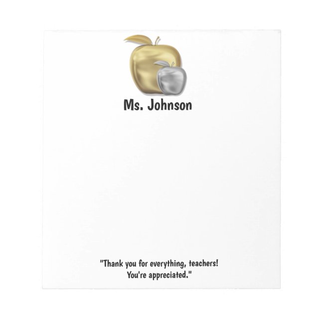 Personalised  Kindergarten Teacher Thank You Notepad (Front)