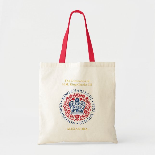 Personalised King Charles III Coronation Emblem Tote Bag (Front)