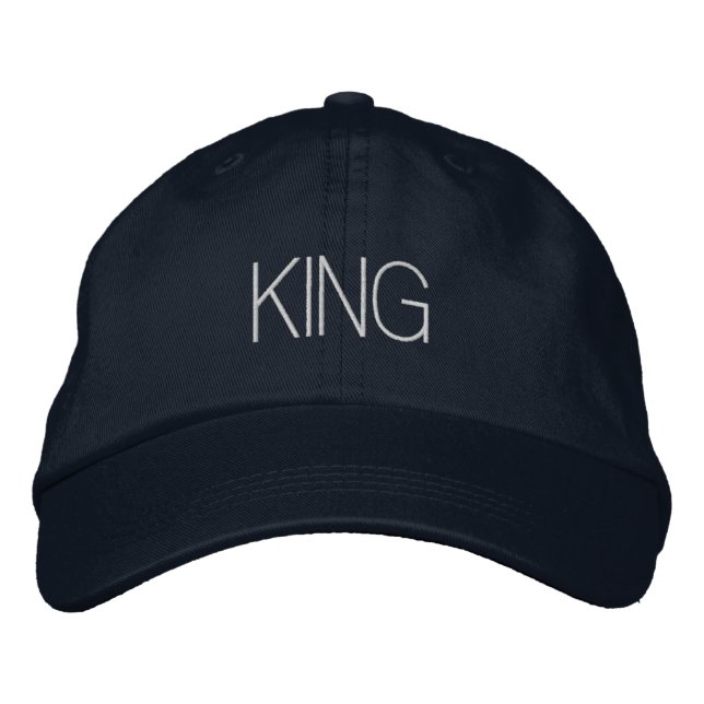 Personalised King Embroidery Navy Cap Soft Cotton (Front)