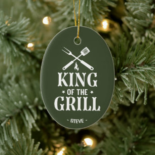 Personalised King of The Grill Christmas Ceramic Ornament