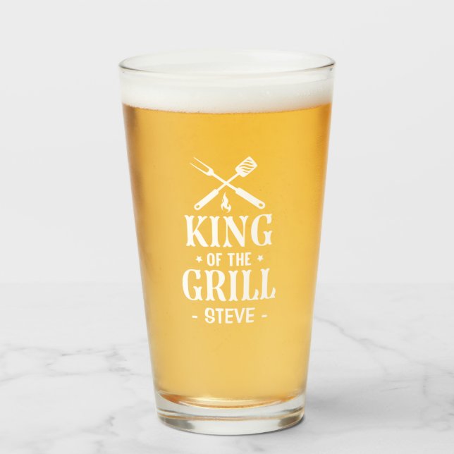 Personalised King of The Grill Glass (Front Filled)