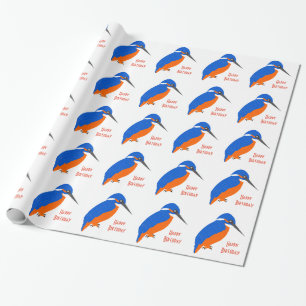 Personalised Kingfisher Design Birthday Wrapping Paper