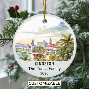 Personalised Kingston Ornament, Jamaica Ceramic Ornament