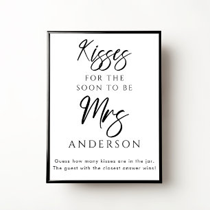 Personalised Kisses for the Mrs Bridal Shower Game Poster