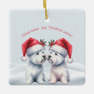 Personalised Kissing Westie Christmas Ornament
