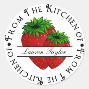 Personalised Kitchen Baking Stickers- Strawberries Classic Round Sticker