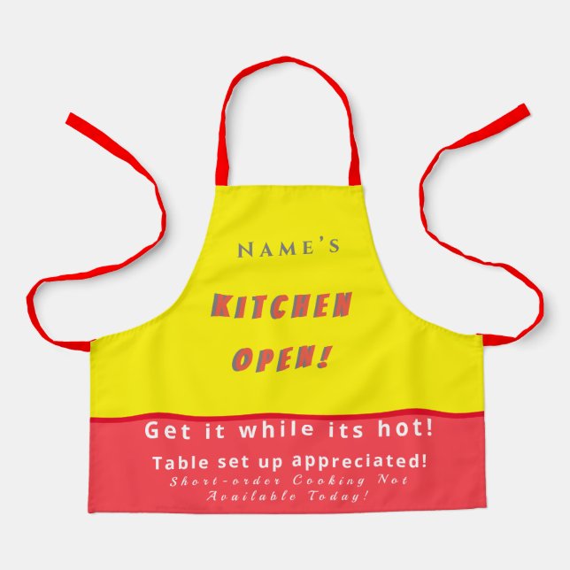 Personalised  Kitchen Open + 3Comments Funny Apron (Front)