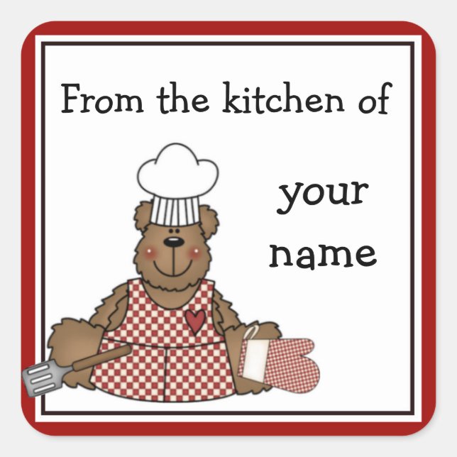 Personalised Kitchen Teddy Bear Stickers (Front)