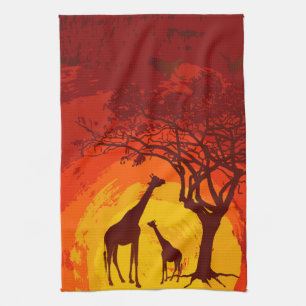 Personalised Kitchen Towel African Safari Giraffe
