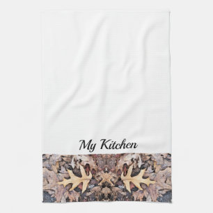 Personalised Kitchen Towel - Autumn Oak Leaves