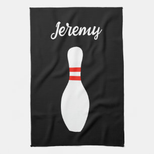 Personalised kitchen towel for bowling fans