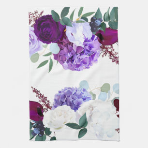 Personalised Kitchen Towel Lavender Hibiscus on
