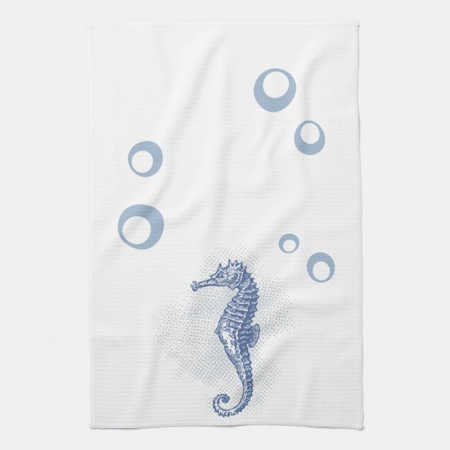 Personalised Kitchen Towel Seahorse Ocean Beach (Vertical)