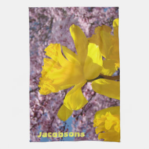 Personalised Kitchen towels Daffodils Flowers