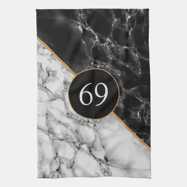Personalised Kitchen Towels Marble Design (Vertical)