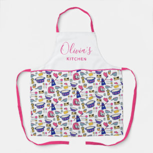 Personalised Kitchen Utensils Pattern Apron