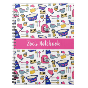 Personalised Kitchen Utensils Pattern Name Notebook