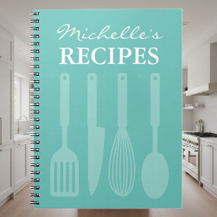 Personalised kitchen utensils recipe book notebook