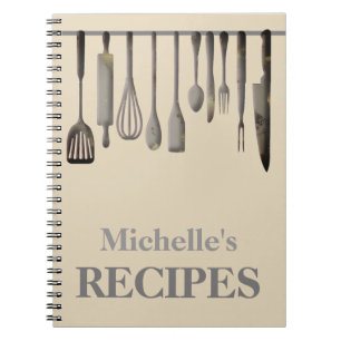 Personalised kitchen utensils recipe notebook