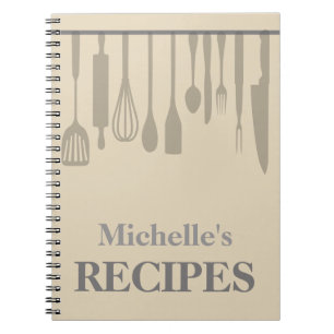 Personalised kitchen utensils recipe notebook