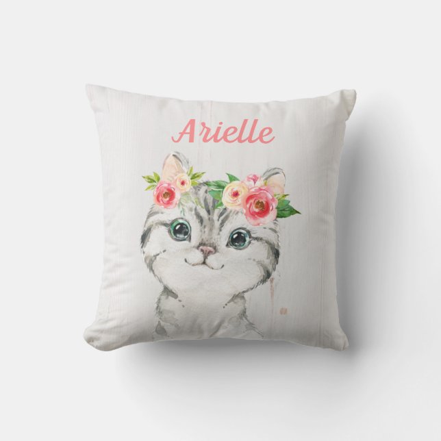 Personalised Kitten Pillow, Cat Cushion (Front)