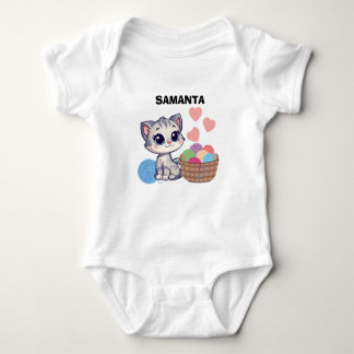 Personalised Kitten & Yarn Baby Bodysuit