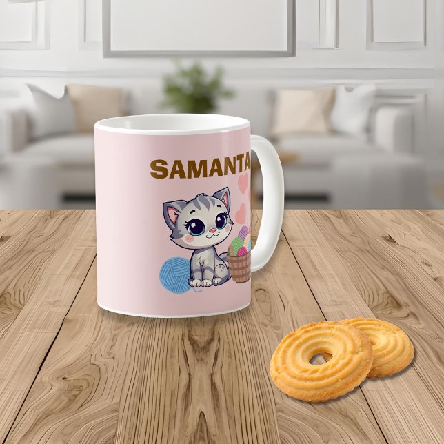  Personalised  Kitten & Yarn Classic Mug (Creator Uploaded)