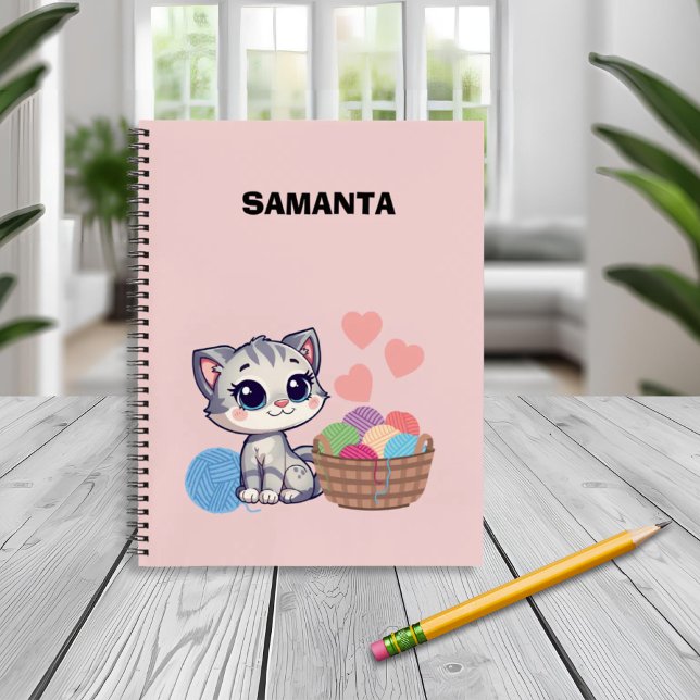  Personalised  Kitten Yarn Deluxe Spiral Notebook (Creator Uploaded)