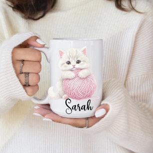 Personalised   Kitten Yarn Play Time Mug