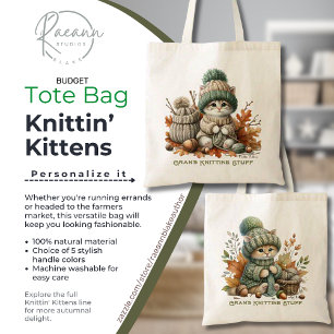 Personalised Knittin' Kittens Budget Tote Bag