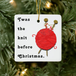 personalised knitting ceramic ornament