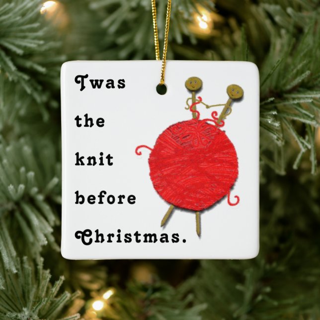 personalised knitting ceramic ornament (Tree)