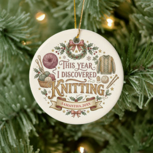 Personalised Knitting Christmas Ornament