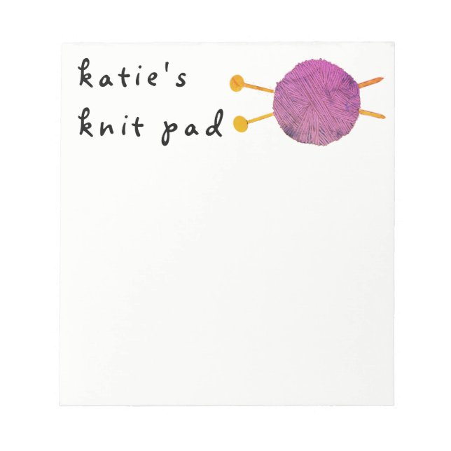 personalised knitting gift ideas notepad (Front)