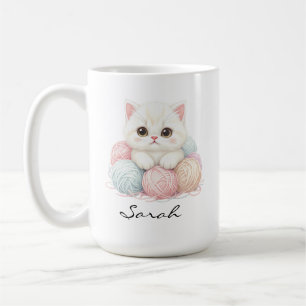 Personalised Knitting Kitten Coffee Mug