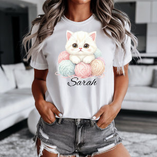 Personalised Knitting Kitten T-shirt