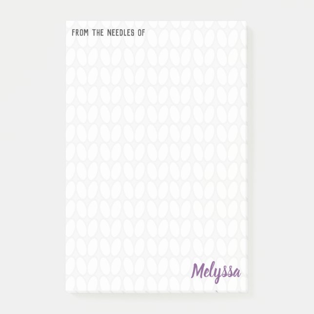 Personalised Knitting Stitch Post-it Notes (Front)