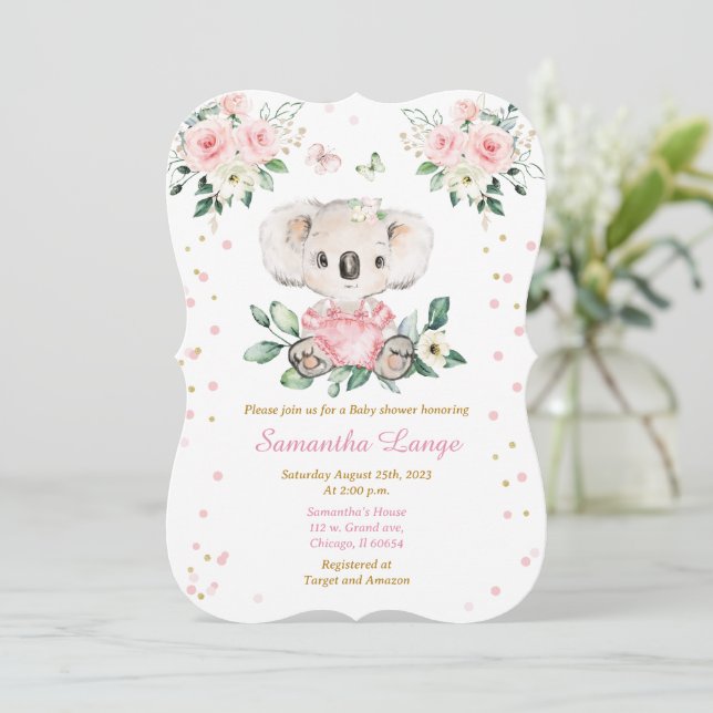 Personalised Koala Baby shower template (Standing Front)
