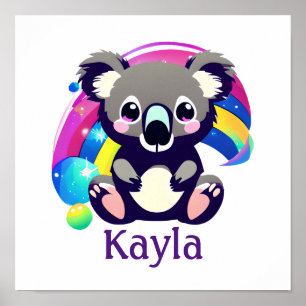 Personalised Koala Bear and Rainbow Poster