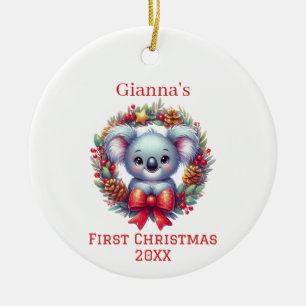 Personalised Koala Bear First Christmas Ceramic Ornament