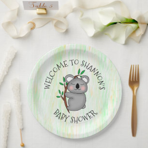 Personalised Koala Bear Themed Baby Shower Paper Plate