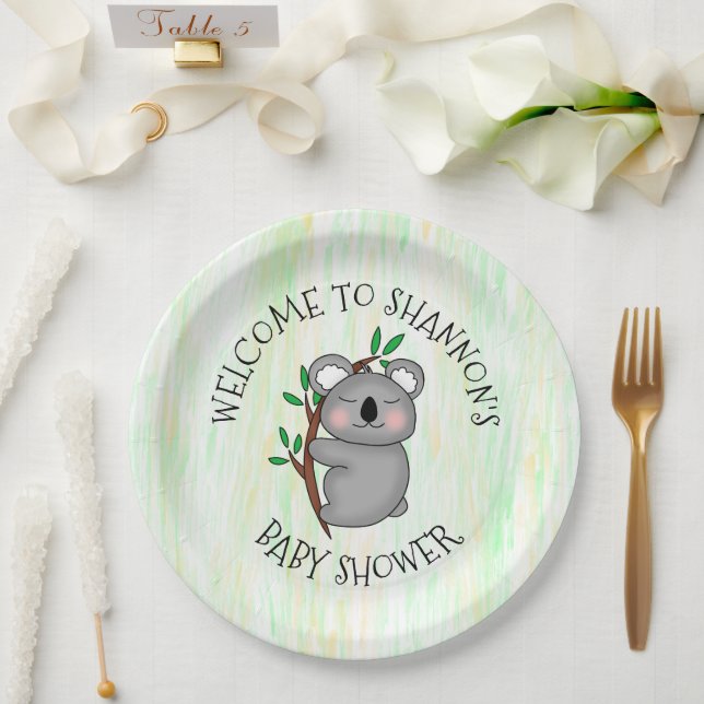 Personalised Koala Bear Themed Baby Shower Paper Plate (Wedding)