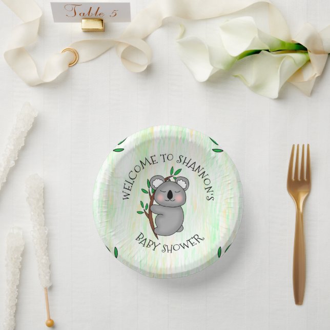 Personalised Koala Bear Themed Baby Shower Paper Plate (Wedding)