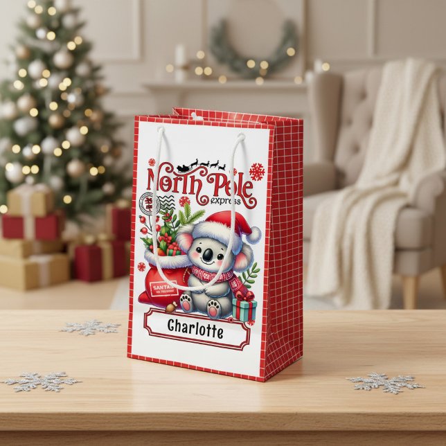 Personalised Koala Christmas Name Small Gift Bag (Creator Uploaded)