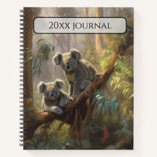 Personalised Koala Eucalyptus Forest Antique Style Notebook