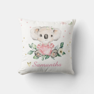 Personalised Koala Floral Cushion