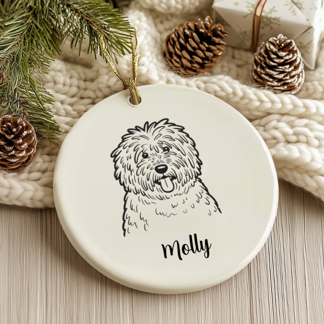 Personalised Komondor Dog Christmas Ceramic Ornament (Creator Uploaded)