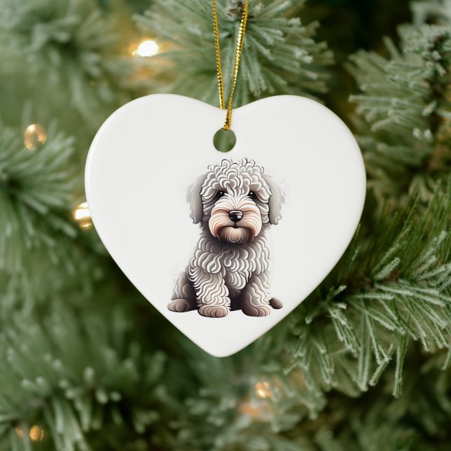 Personalised Komondor Puppy Ceramic Ornament (Tree)